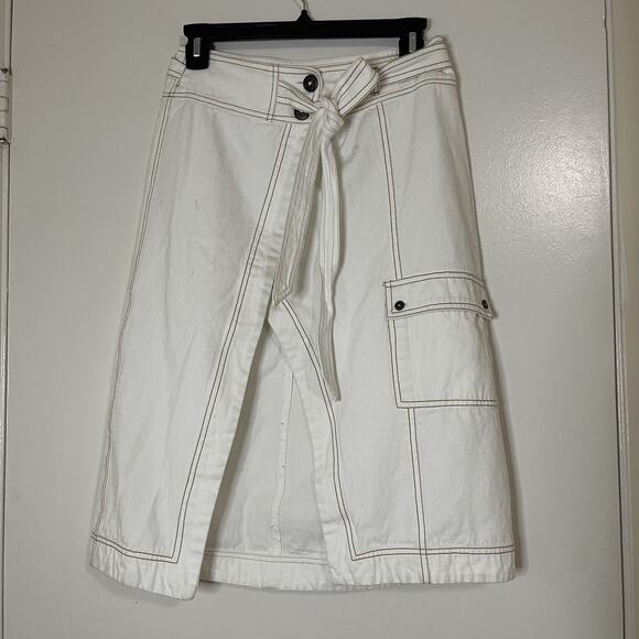 Anthropologie Pilcro and the letterpress ivory white utility wrap skirt US 4 - Picture 2 of 9